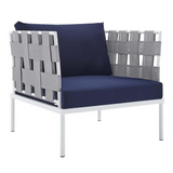 Harmony 8-Piece  Sunbrella® Outdoor Patio Aluminum Seating Set - Gray Navy EEI-4949-GRY-NAV-SET