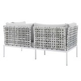 Harmony Sunbrella® Basket Weave Outdoor Patio Aluminum Loveseat - Taupe Gray EEI-4961-TAU-GRY