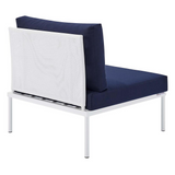 Harmony Sunbrella® Outdoor Patio Aluminum Armless Chair - White Navy EEI-4959-WHI-NAV