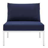 Harmony Sunbrella® Outdoor Patio Aluminum Armless Chair - White Navy EEI-4959-WHI-NAV