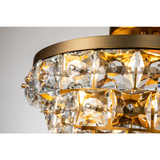 Adeline Mid-Century Modern Gold Faceted Semi-Flush Mount Crystal Chandelier