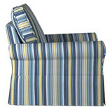 Sunset Trading Horizon Slipcovered Swivel Rocking Chair | Stain Resistant Performance Fabric | Beach Striped