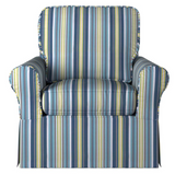 Sunset Trading Horizon Slipcovered Swivel Rocking Chair | Stain Resistant Performance Fabric | Beach Striped