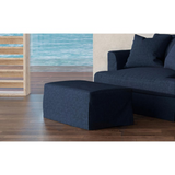 Newport Slipcovered 44" Wide Ottoman | Stain Resistant Performance Fabric | Navy Blue