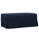 Newport Slipcovered 44" Wide Ottoman | Stain Resistant Performance Fabric | Navy Blue