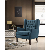 Irwin Blue Linen Button Tufted Wingback Chair