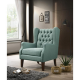 Irwin Teal Linen Button Tufted Wingback Chair