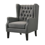 Irwin Gray Linen Button Tufted Wingback Chair