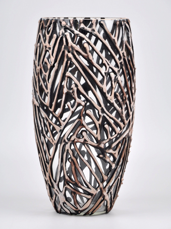 Handpainted Glass Vase for Flowers | Oval Vase | Interior Design Home Room Decor | Table vase 12 in