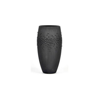 Handpainted Black Glass Vase | Painted Art Glass Oval Vase | Interior Design Home Room Decor | Table vase 12 inch