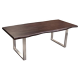 Bowen Solid Acacia Wood Top Dining Table with Live Edge in Espresso Finish w/ Nickel Plated Base by Diamond Sofa