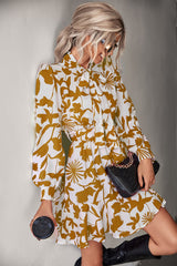 Moxy Floral Tie Neck Belted Puff Sleeve Dress