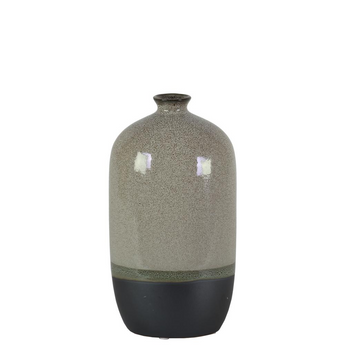 Ceramic Bottle Vase with Small Mouth, Short Neck and Black B