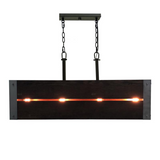 Corbin 4-Light Modern Farmhouse Island Chandelier with Dark Stained Wood Shade and Metal Accents