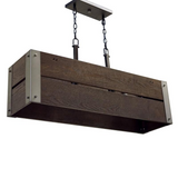 Corbin 4-Light Modern Farmhouse Island Chandelier with Dark Stained Wood Shade and Metal Accents