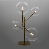 Klare 4-Light Sputnik Lamp in Antique Brass Finish with Clear Glass Globe Shades and Adjustable Arms
