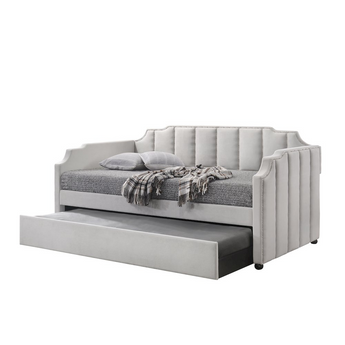Daybed & Trundle (Twin Size), Dove Gray Velvet