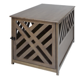 Modern Lattice Wooden Pet Crate End Table