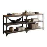 Gorden Console Table, Weathered Oak & Antique Silver