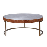 Tamas Coffee Table (Large), Aluminum & Cocoa Top Grain Leather