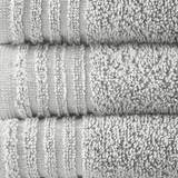 100% Cotton Quick Dry 12 Piece Bath Towel Set, Silver, 28x52x0.13
