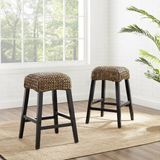 Edgewater 2Pc Backless Counter Stool Set Seagrass/Darkbrown - 2 Stools