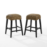 Edgewater 2Pc Backless Counter Stool Set Seagrass/Darkbrown - 2 Stools