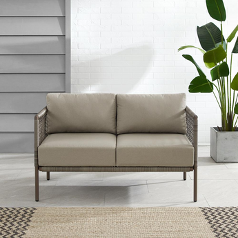 Cali Bay Outdoor Wicker Loveseat Taupe/Light Brown