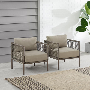 Cali Bay 2Pc Outdoor Wicker Armchair Set Taupe/Light Brown - 2 Armchairs