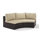 Catalina Outdoor Wicker Round Sectional Sofa Sand/Brown