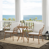 Juniper 3Pc Indoor/Outdoor Wicker Bistro Set Creme/Natural - Bistro Table & 2 Dining Chairs