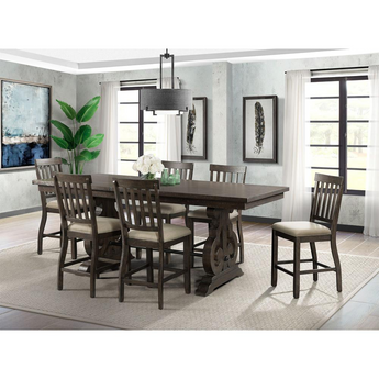 Stanford Counter Height 7Pc Dining Set|Table & Six Slat Back Chairs