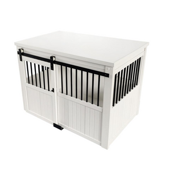 ECOFLEX® Homestead Sliding Barn Door Dog Crate -Antique White