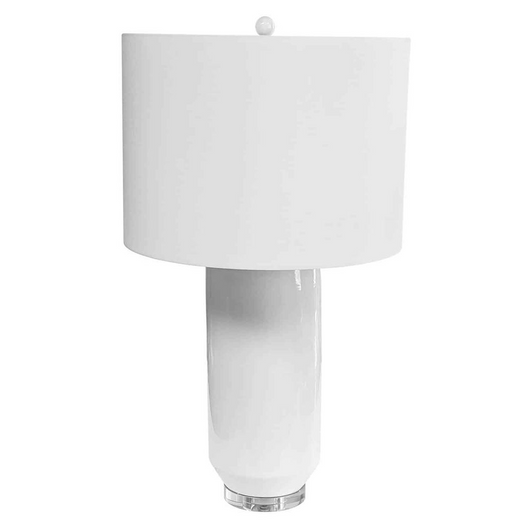 Lorenzo 1LT Incandescent Table Lamp, WH w/ WH Shade