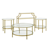 Aimee 4Pc Coffee Table Set Soft Gold - Console, Coffee, & 2 End Tables