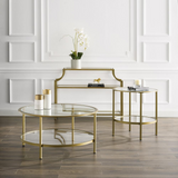 Aimee 3Pc Coffee Table Set Soft Gold - Console, Coffee, & End Table