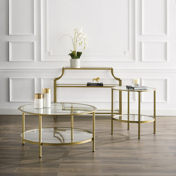 Aimee 3Pc Coffee Table Set Soft Gold - Console, Coffee, & End Table