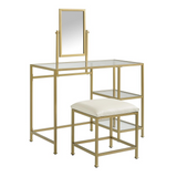 Aimee 3Pc Vanity  Set Soft Gold - Vanity, Mirror, Stool