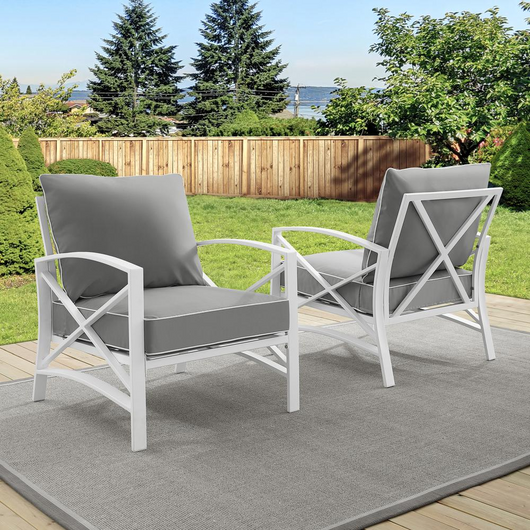 Kaplan 2Pc Outdoor Chair Set Gray/White
