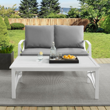 Kaplan 2Pc Outdoor Chat Set Gray/White - Loveseat, Coffee Table
