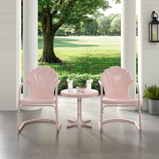 Tulip 3Pc Outdoor Chat Set Pink - 2 Chairs, Side Table