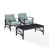 Kaplan 3Pc Outdoor Chat Set Mist/Oil Rubbed Bronze - 2 Chairs, Coffee Table