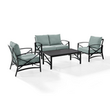 Kaplan 4Pc Outdoor Conversation Set Mist/Oil Rubbed Bronze - Loveseat, Two Chairs, Coffee Table