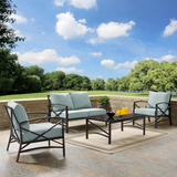 Kaplan 4Pc Outdoor Conversation Set Mist/Oil Rubbed Bronze - Loveseat, Two Chairs, Coffee Table