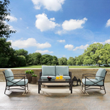 Kaplan 4Pc Outdoor Conversation Set Mist/Oil Rubbed Bronze - Loveseat, Two Chairs, Coffee Table