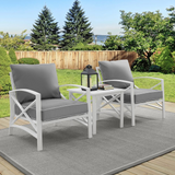 Kaplan 3Pc Outdoor Chat Set Gray/White - 2 Chairs, Side Table