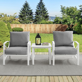 Kaplan 3Pc Outdoor Chat Set Gray/White - 2 Chairs, Side Table