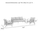 Kaplan 3Pc Outdoor Sofa Set Navy/White