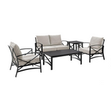 Kaplan 5Pc Outdoor Conversation Set Oatmeal/Oil Rubbed Bronze - Loveseat, 2 Chairs, Coffee Table, Side Table