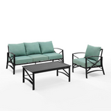 Kaplan 3Pc Outdoor Sofa Set Mist/Oil Rubbed Bronze - Sofa, Arm Chair, & Coffee Table